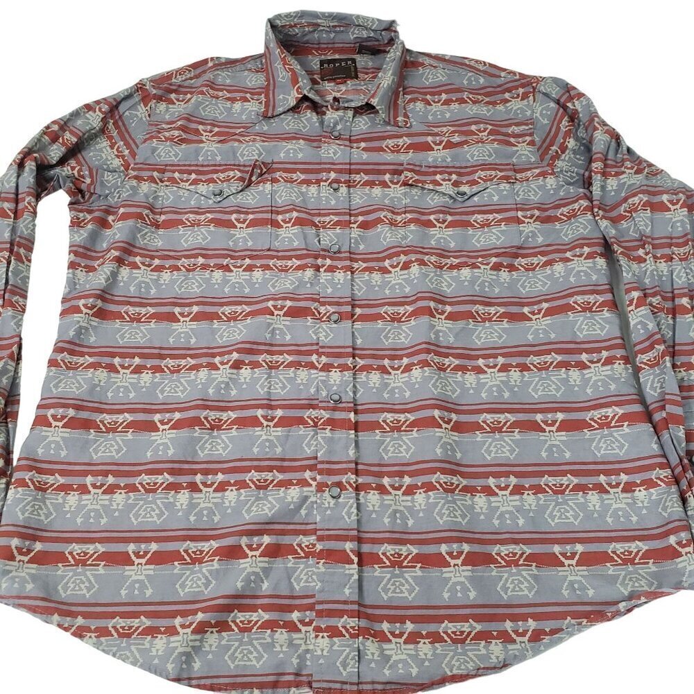 Roper Southwestern Blanket Shirt Pearl Snap Rodeo Cowboy Western Mens Sz Medium